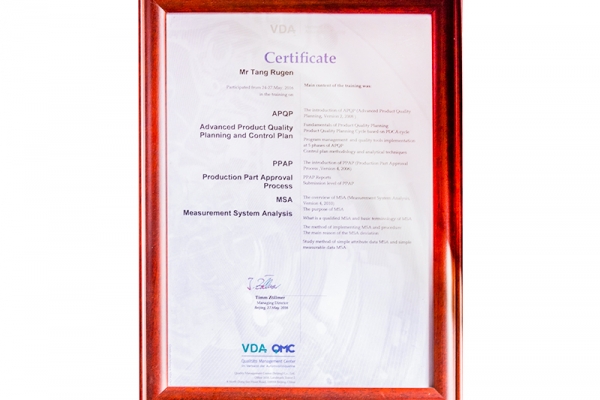 VDA certification